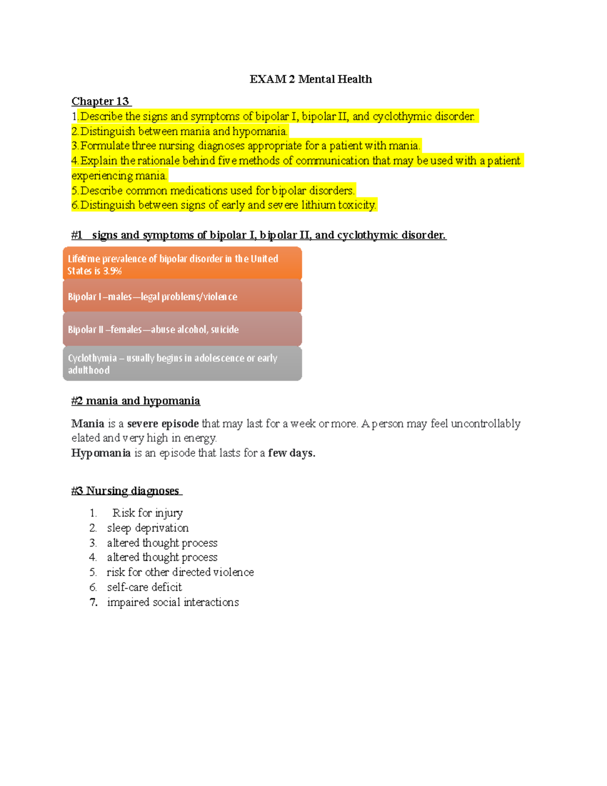 Exam 2 Study Guide: Key Concepts in Mental Health (Course Code) - Studocu