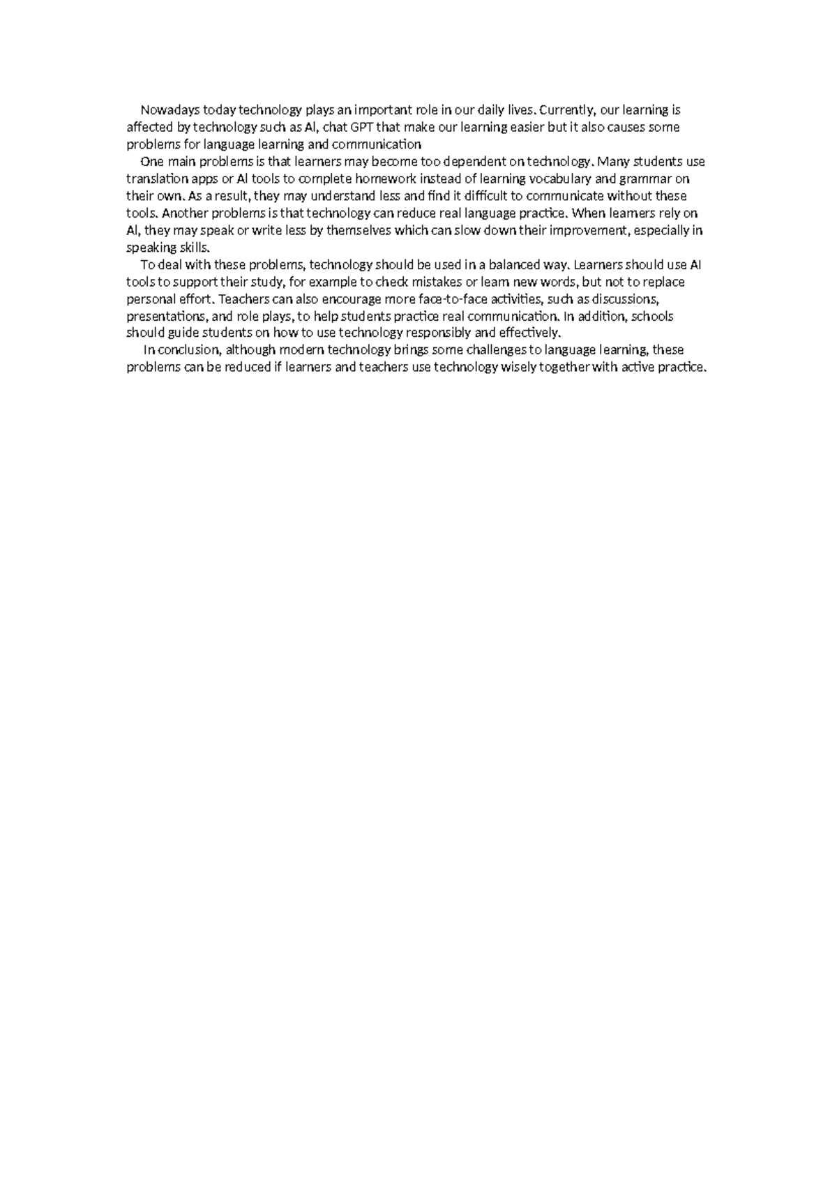 Writing 1 - The Impact of Technology on Language Learning - Studocu