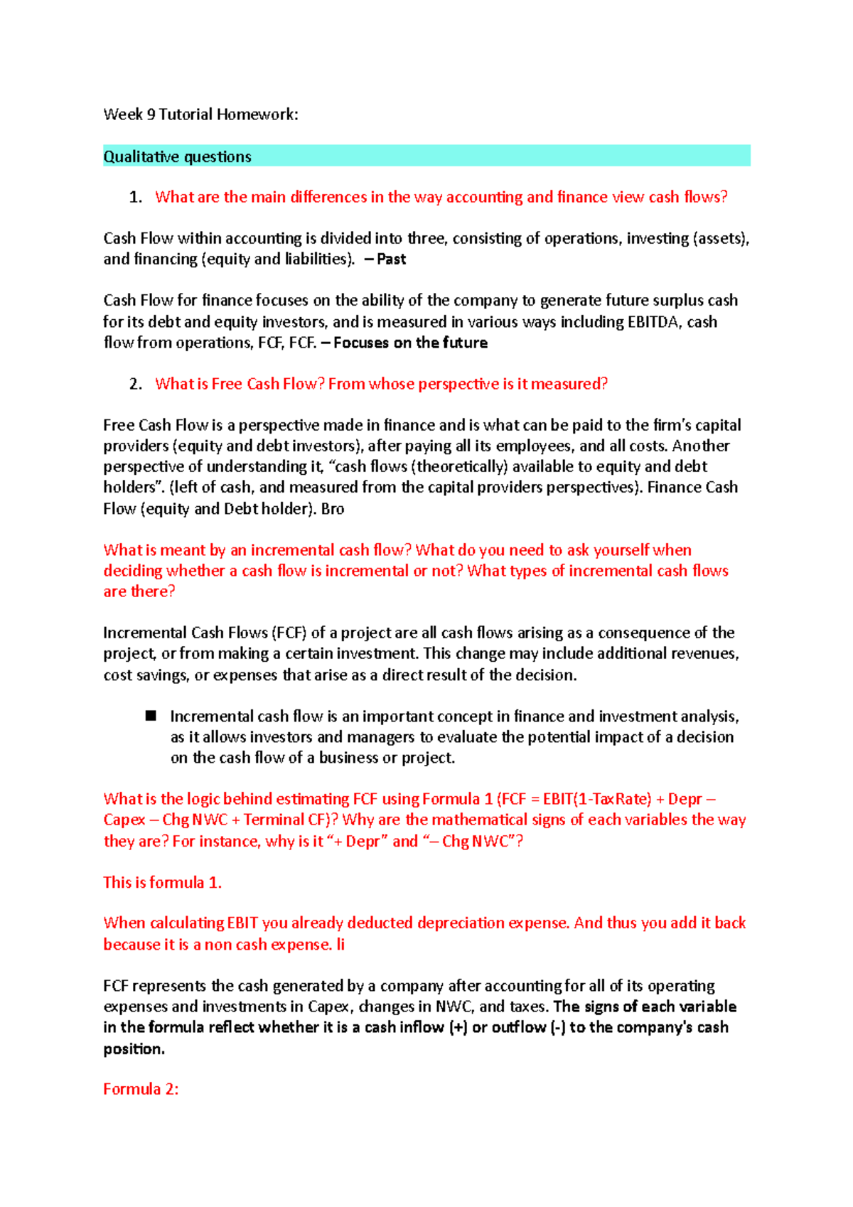 Week 9 Tutorial Homework - Week 9 Tutorial Homework: Qualitative ...