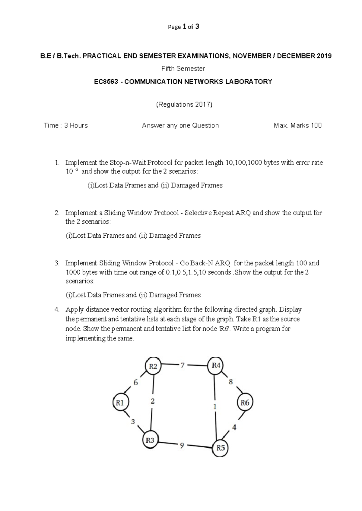 EC8563 Communication Networks Lab Practical Exam Guide - Studocu