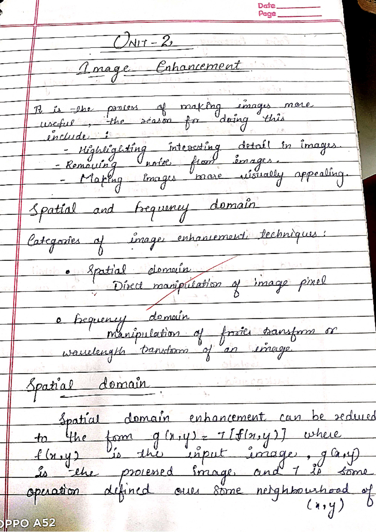 Unit 2 image processing handwritten notes - Bachelor's of Technology ...