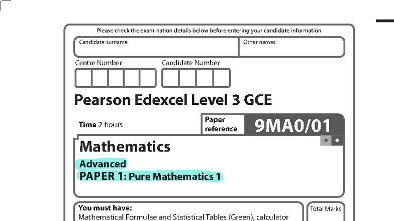 June 2022 Mathematics Advanced Paper 1: Pure Mathematics Exam - Studocu