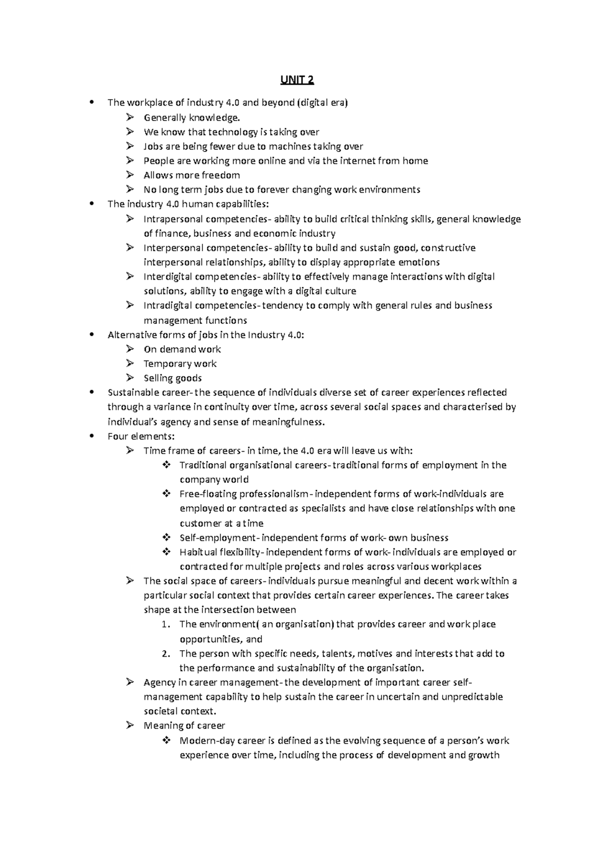 UNIT 2 - Summary of chapter 2 - UNIT 2 The workplace of industry 4 and ...