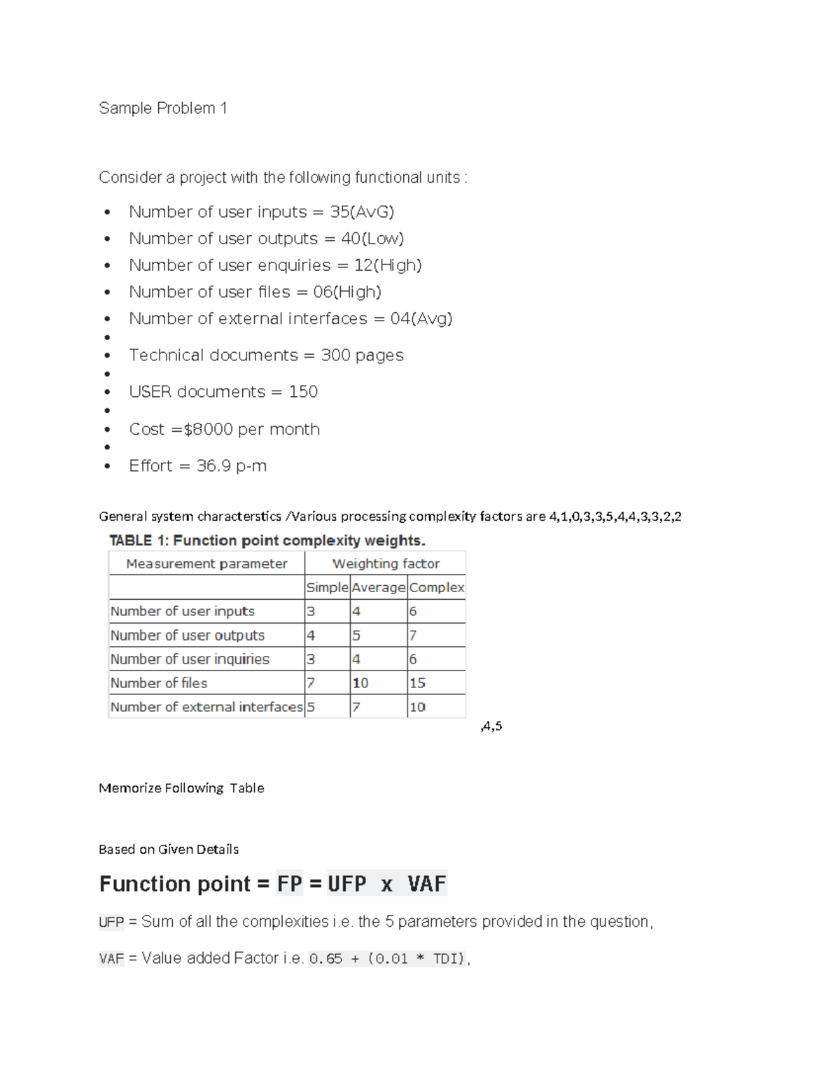 Unit 2 Problems: Function Point Analysis and Documentation - Studocu