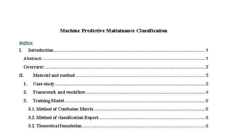 Machine Predictive Maintenance Classification Index: An Introductory ...