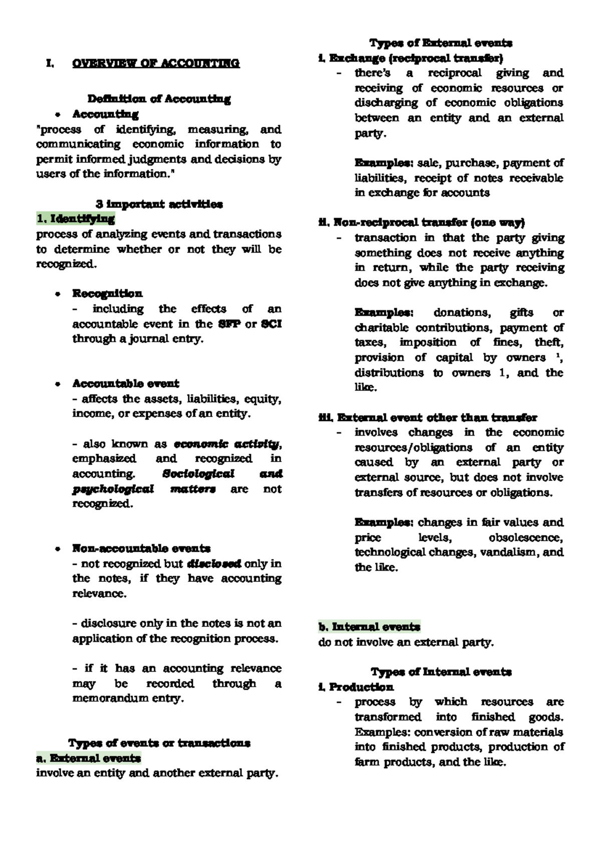 CFAS Reviewer: Overview of Accounting Principles and Concepts - Studocu