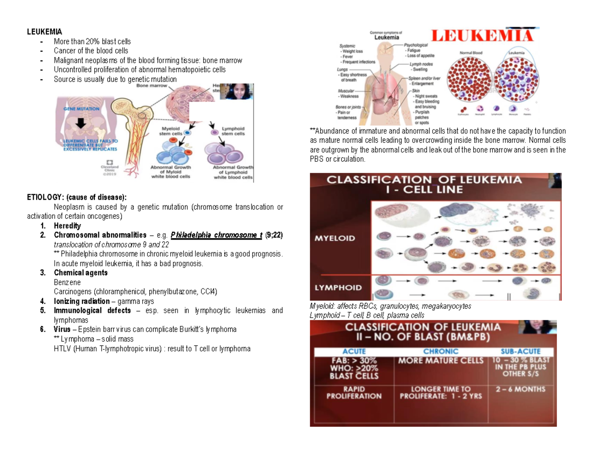 HEMA 2 - Clinical Hematology Lecture Notes on Leukemia - Studocu