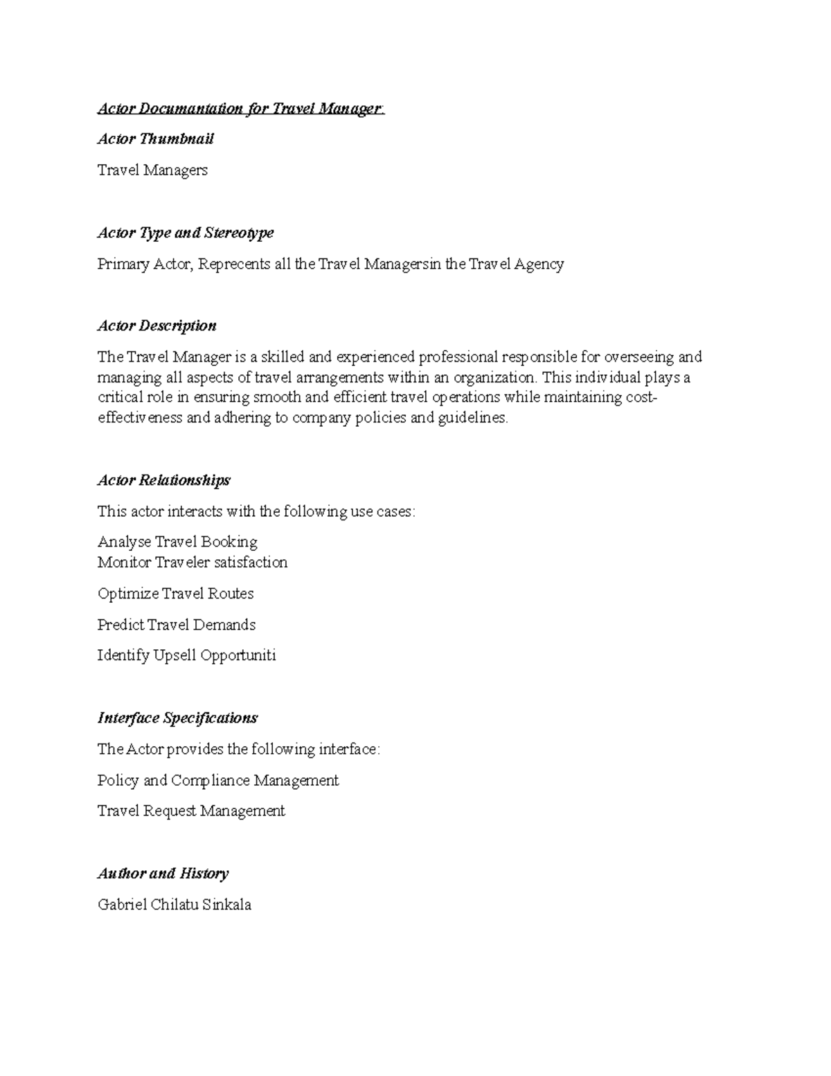 Actor Documantation for Travel Manager - Actor Thumbnail Travel ...