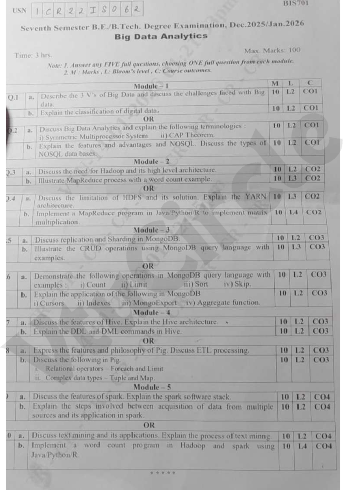 BIS701 Big Data Analytics Dec 2025 - Jan 2026 Exam Solutions - Studocu