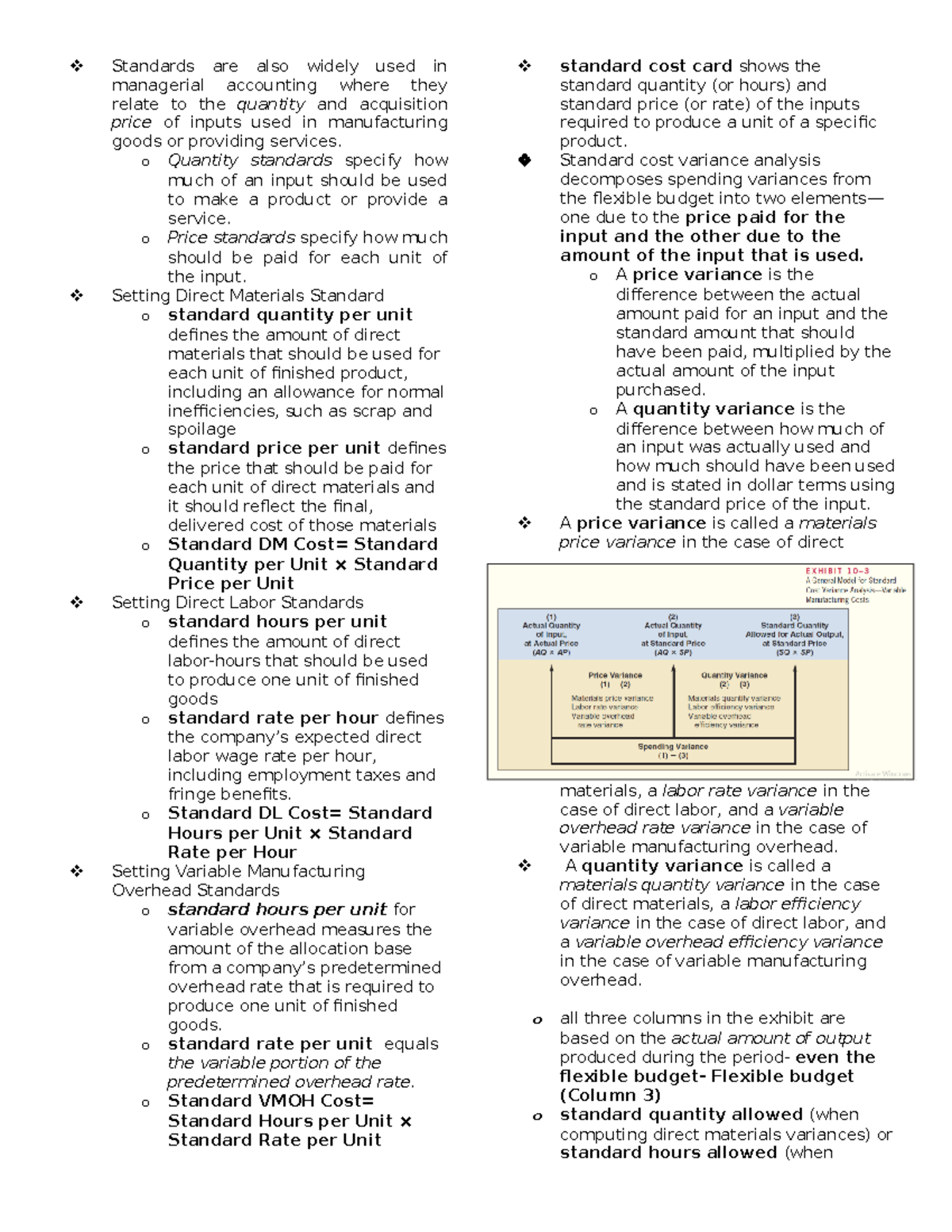 Standard Costing & Variance Analysis in Managerial Acc (Man Acc) - Studocu
