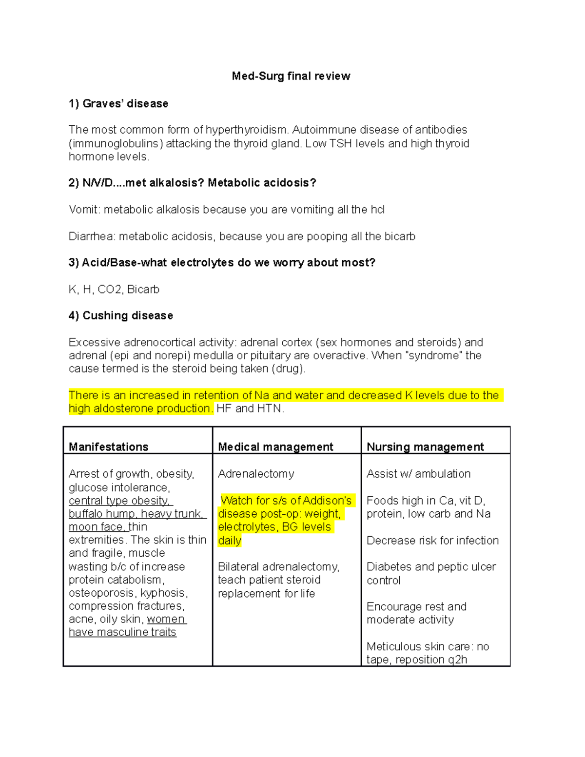 Med Surg 301 Final Exam Review: Comprehensive Study Guide Notes - Studocu