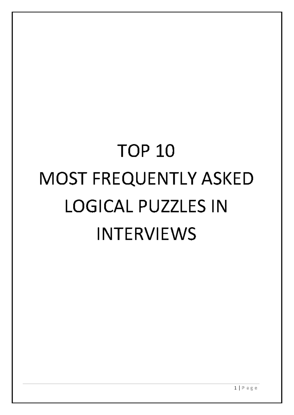 Top 10 Logical Puzzles for Interview Preparation - Studocu