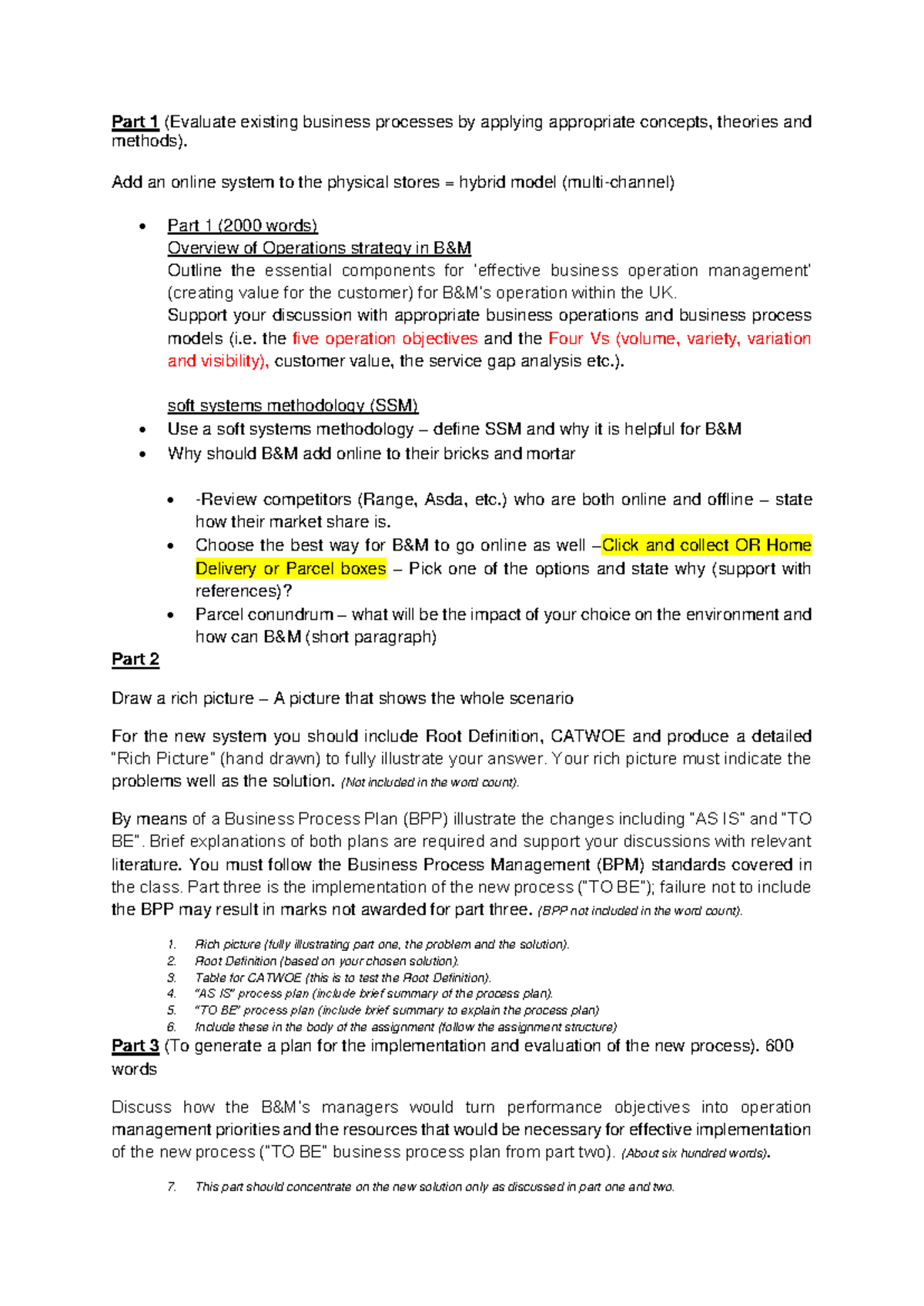 B&M Operations Strategy Assessment Overview: Implementation ...