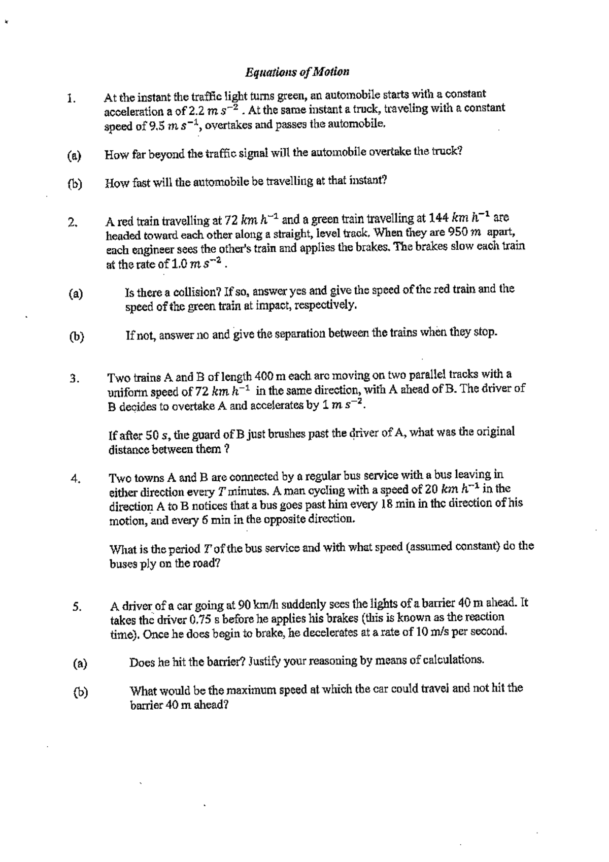 Kinematics Equations of Motion - Physics 2025 Final Exam Study Guide ...