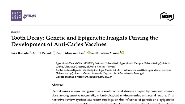 Genes 16: Insights into Tooth Decay: Genetic and Epigenetic Factors for ...
