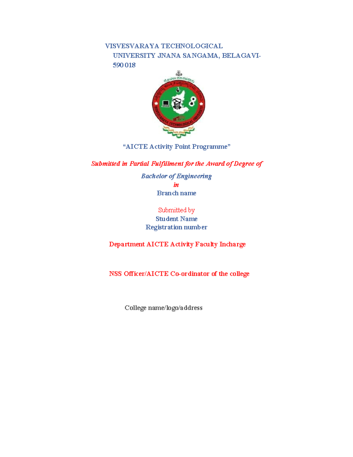 AICTE Activity Point Programme Template for BE Students - Updated - Studocu