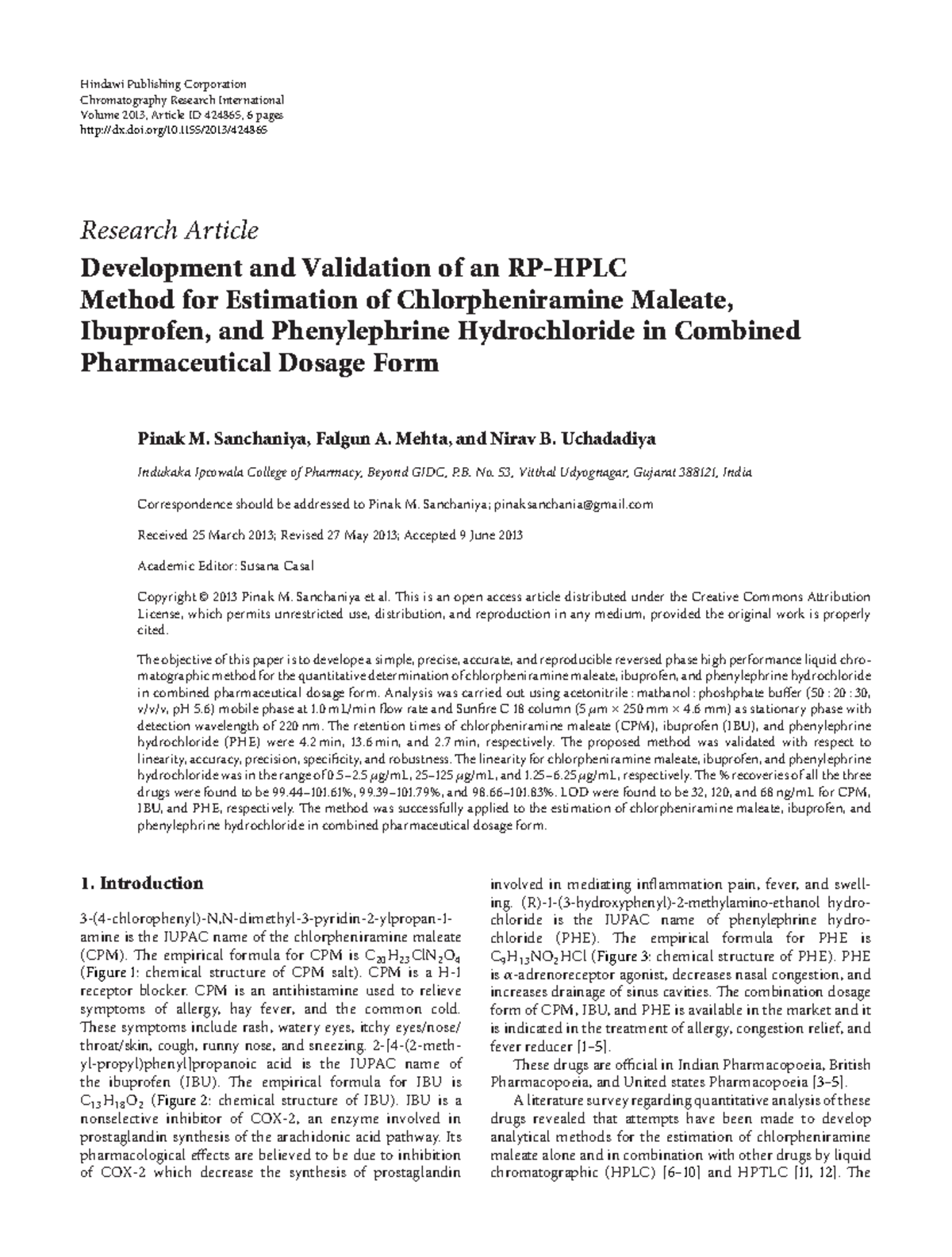 Development and Validation of an RP-HPLC Method fo - Hindawi Publishing ...