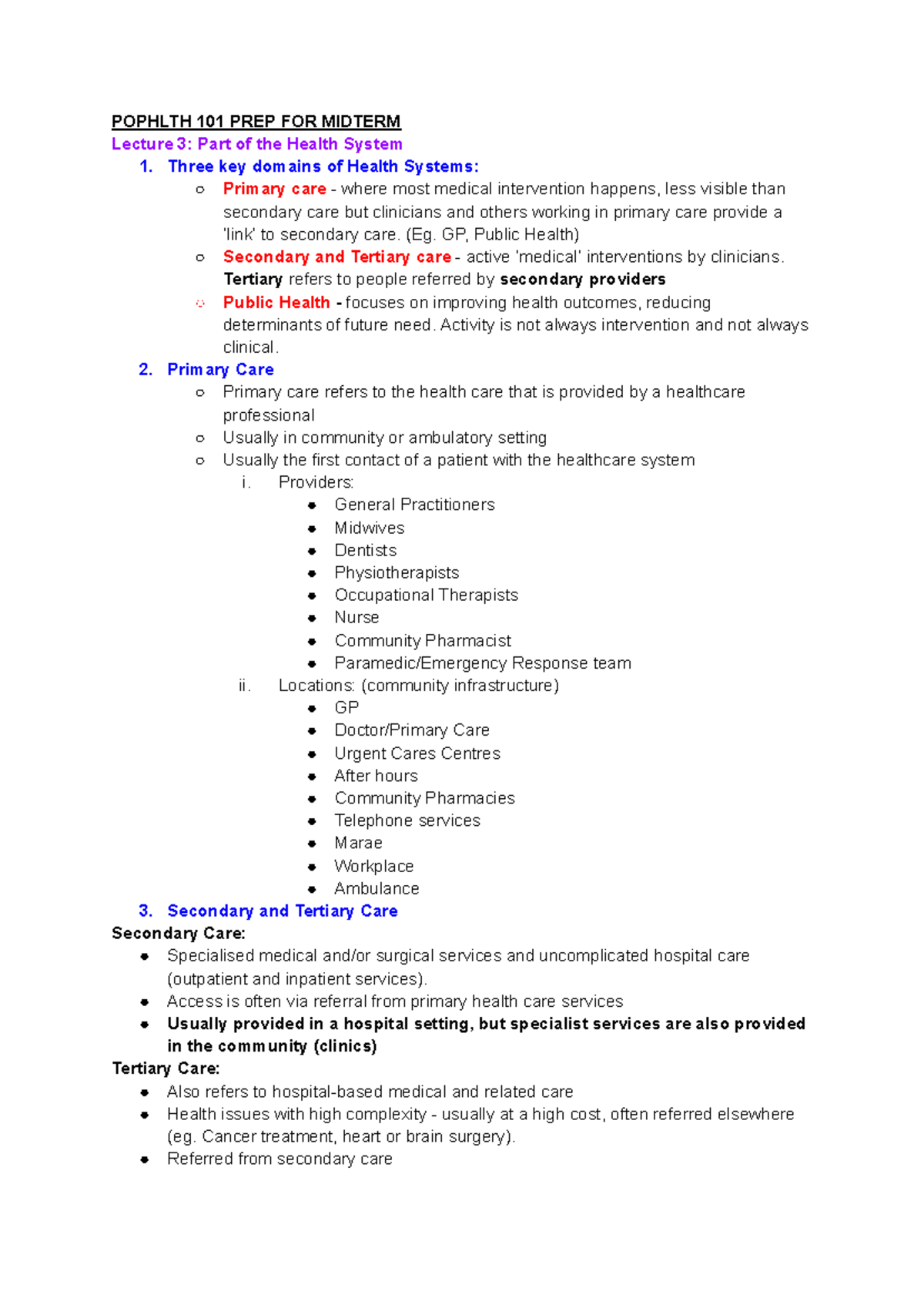 Pophlth 101 Comprehensive Lecture Notes for Midterm Preparation - Studocu