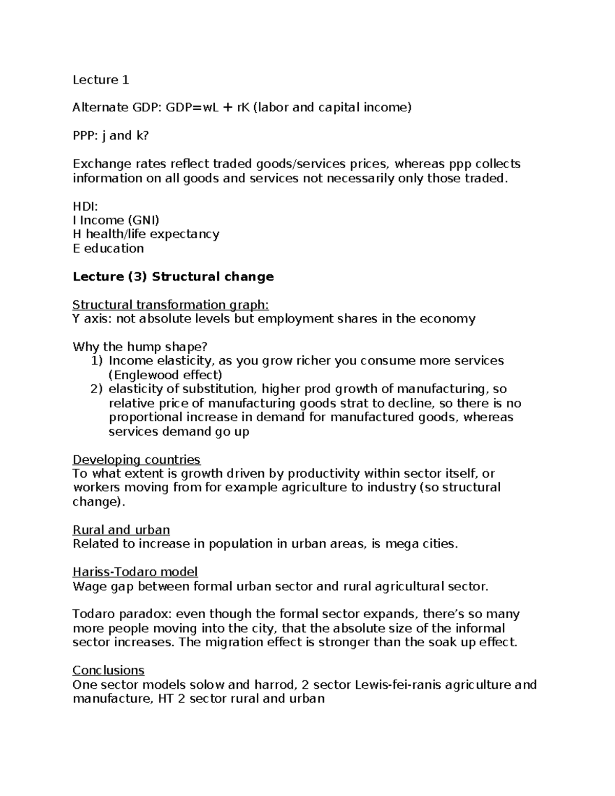 ECO 101 Lecture Notes: Structural Change & Economic Indicators ...