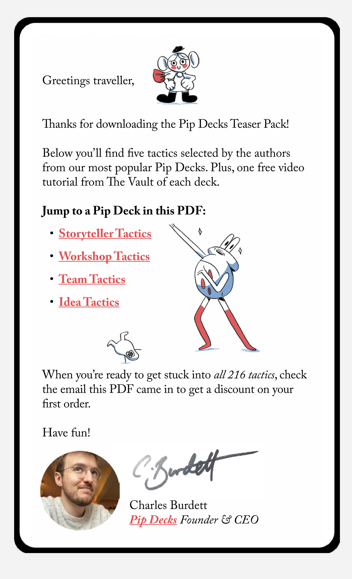 Pipdeck Cards Teaser - Greetings traveller, Thanks for downloading the ...