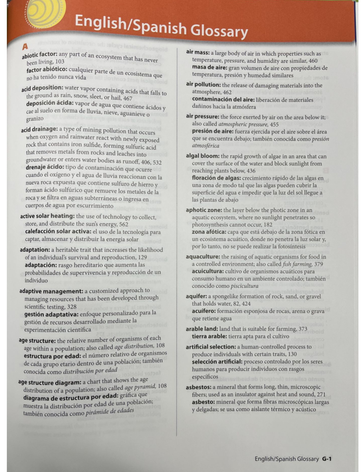 English/Spanish Environmental Science Glossary (ES 101) - Studocu