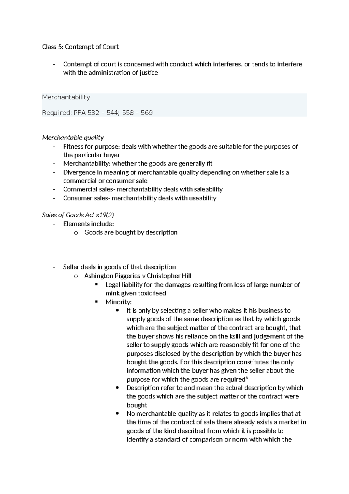 Class 5: Understanding Contempt of Court & Merchantability Issues in ...