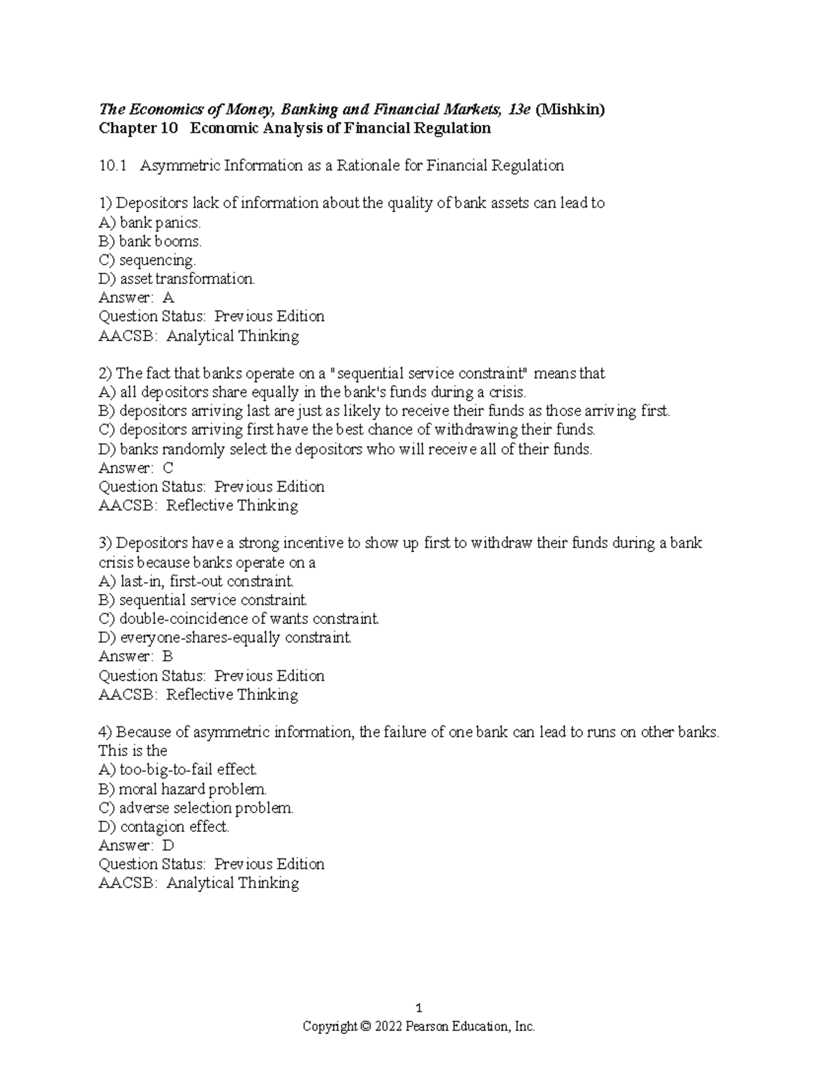 Chapter 10 - Economic Analysis of Financial Regulation (Mishkin, 13e ...