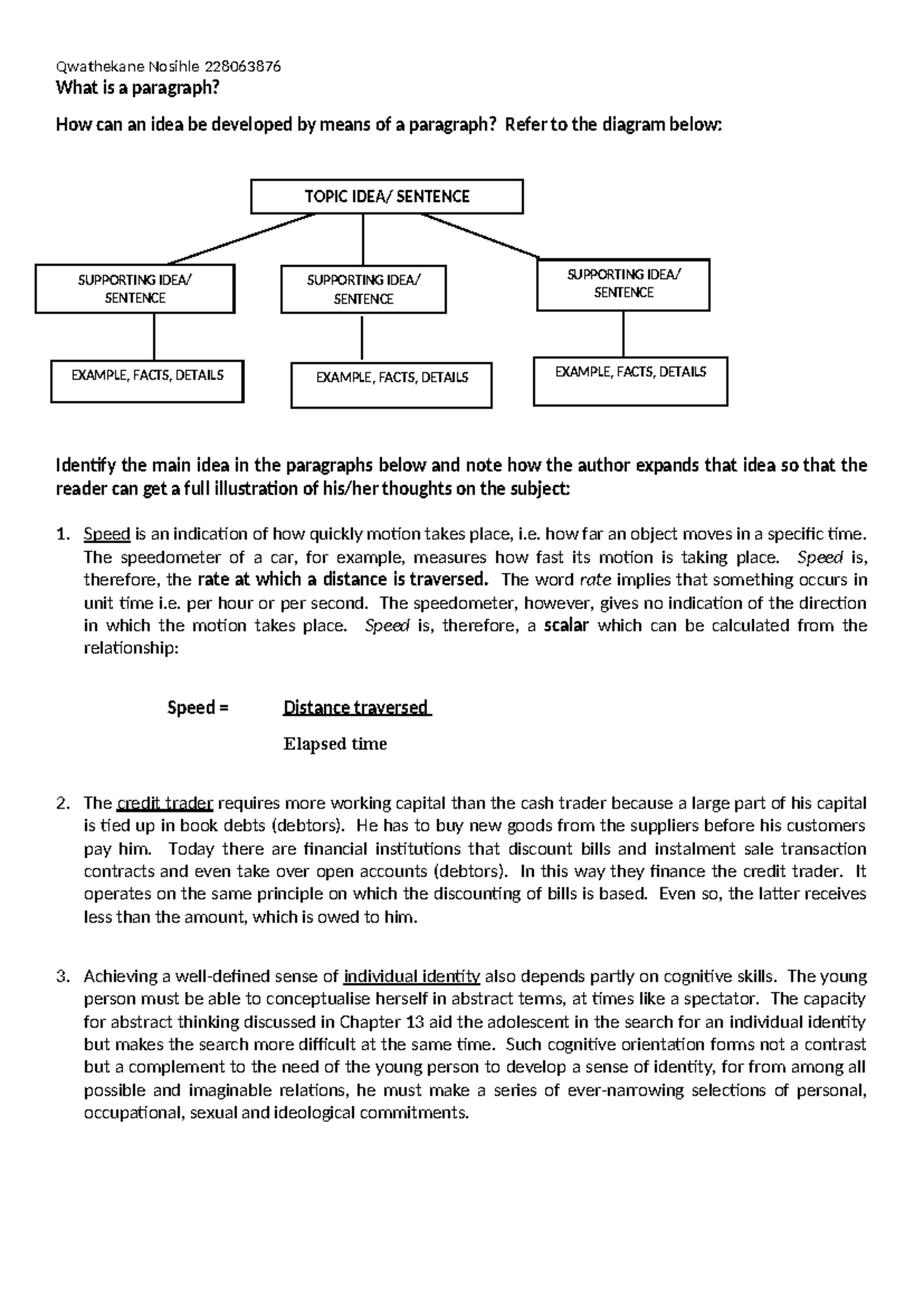 Understanding Paragraph Structure: Development of Ideas - Studocu