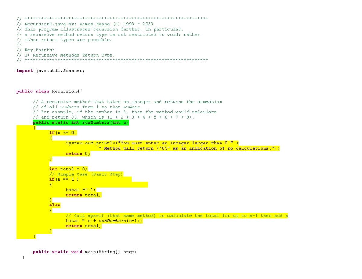 Recursion 4 - notes