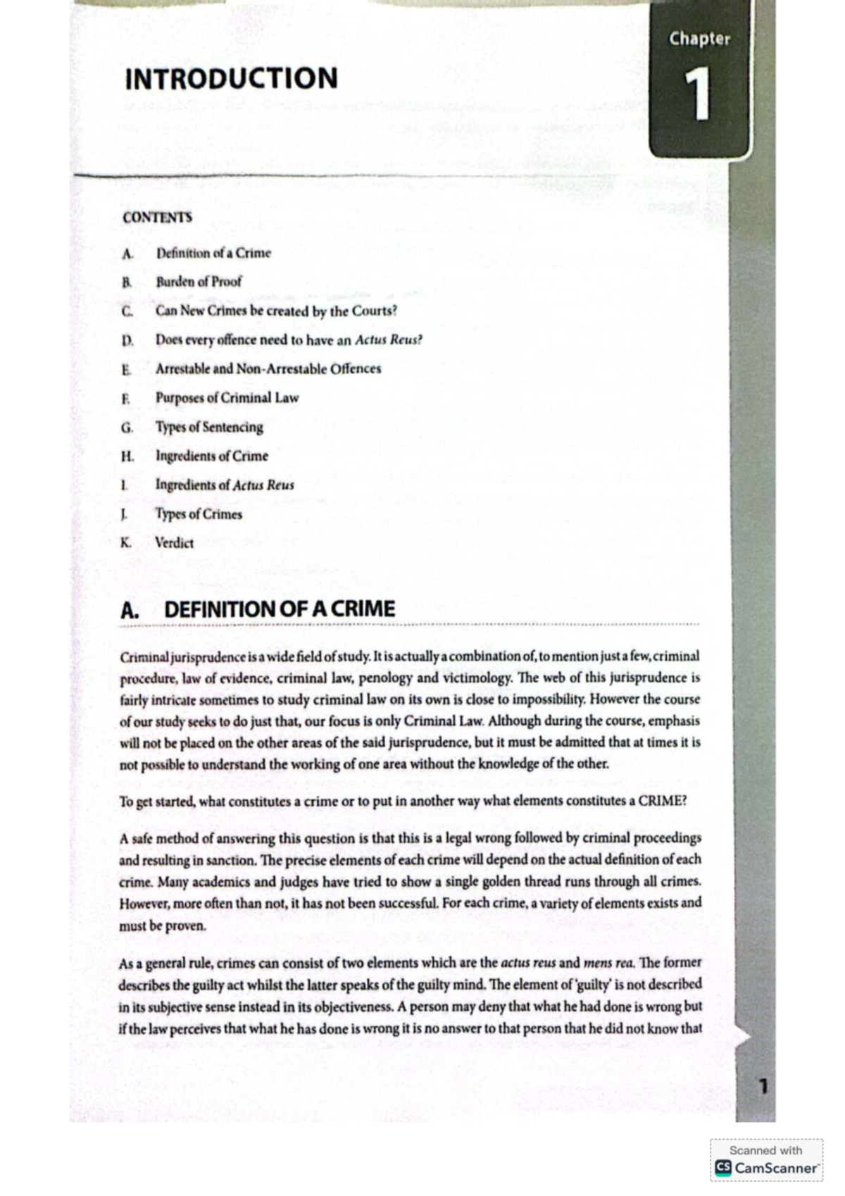 Criminal Law (Course Code) Chapter 1: Introduction to Crime Elements ...