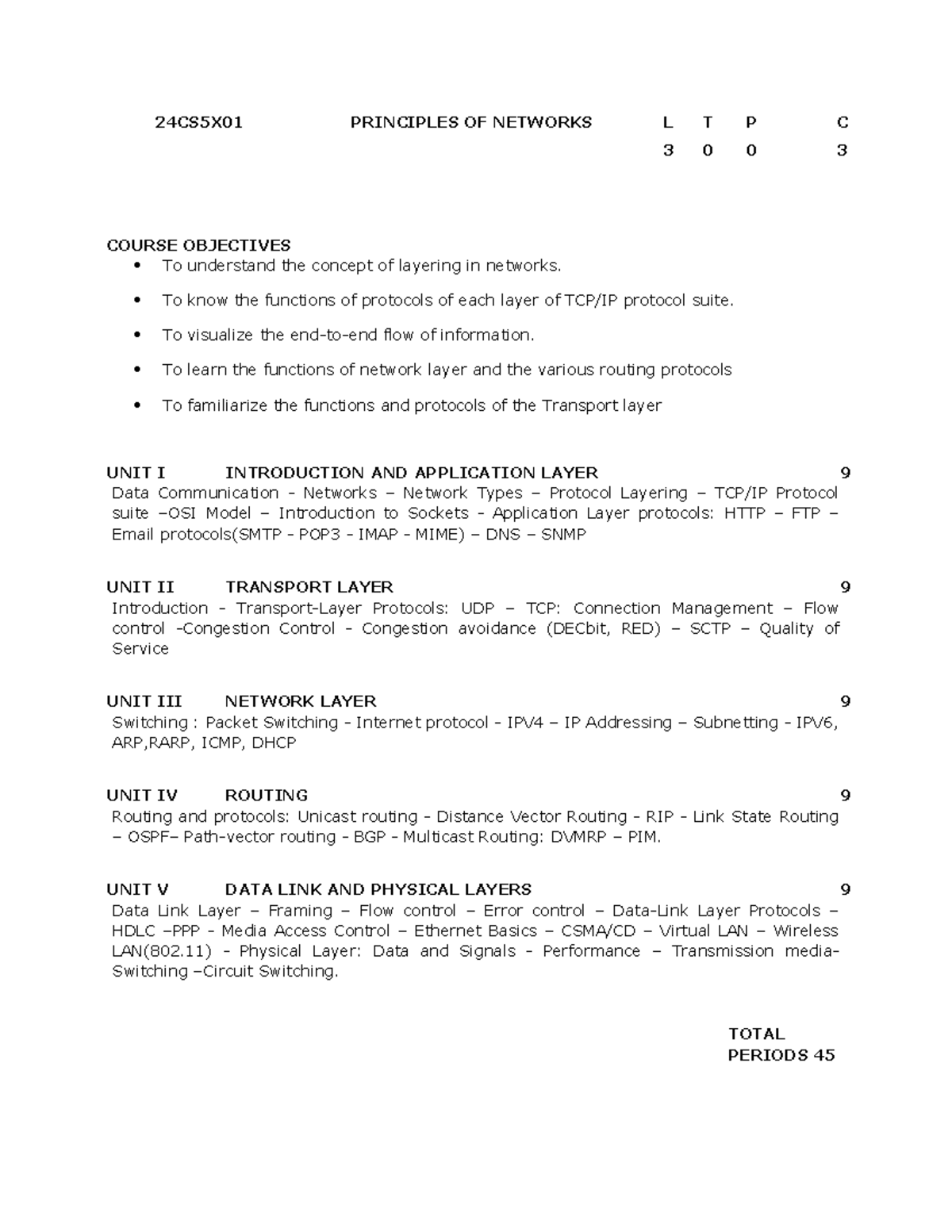 24CS5X01 Principles of Networks - Course Overview and Objectives - Studocu