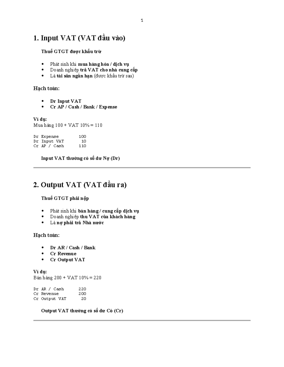 1. Input and Output VAT Accounting Notes for Course VAT101 - Studocu