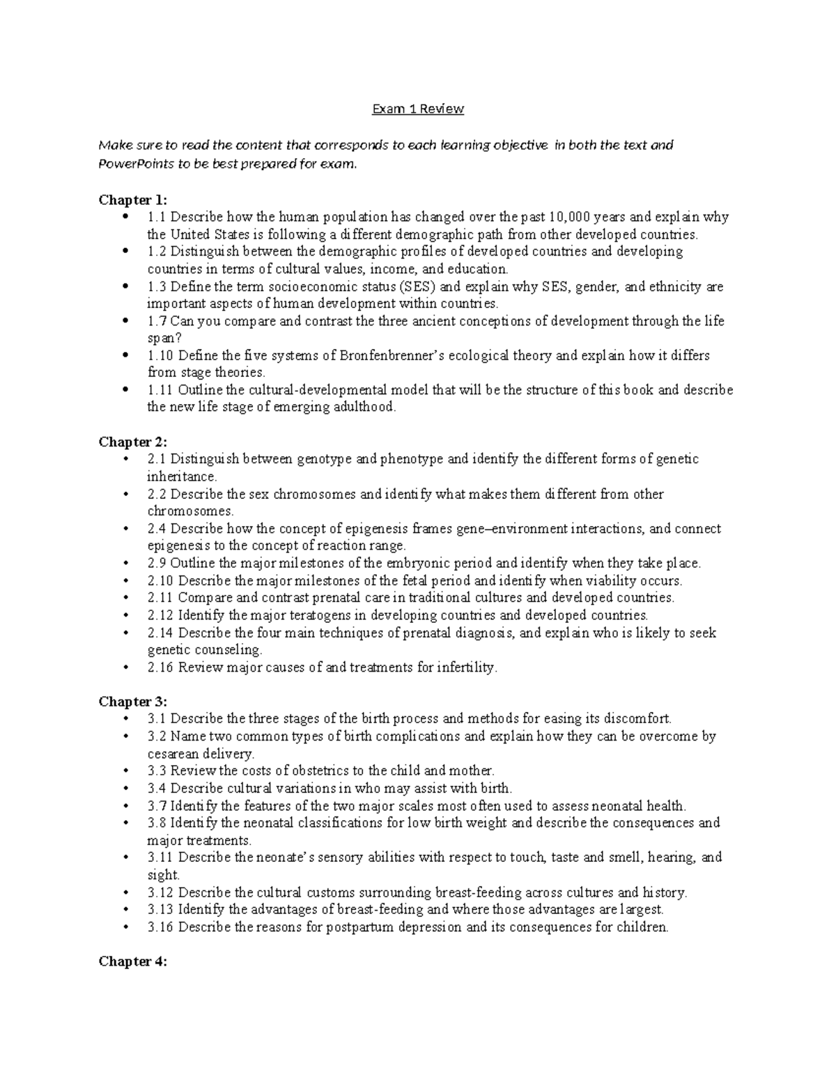 PSY 101: Exam 1 Review - Key Concepts and Learning Objectives - Studocu
