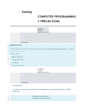 Calculus 1 Finals Quiz 1 and Quiz 2 quiz 2 9 out of 10 - Flag question ...