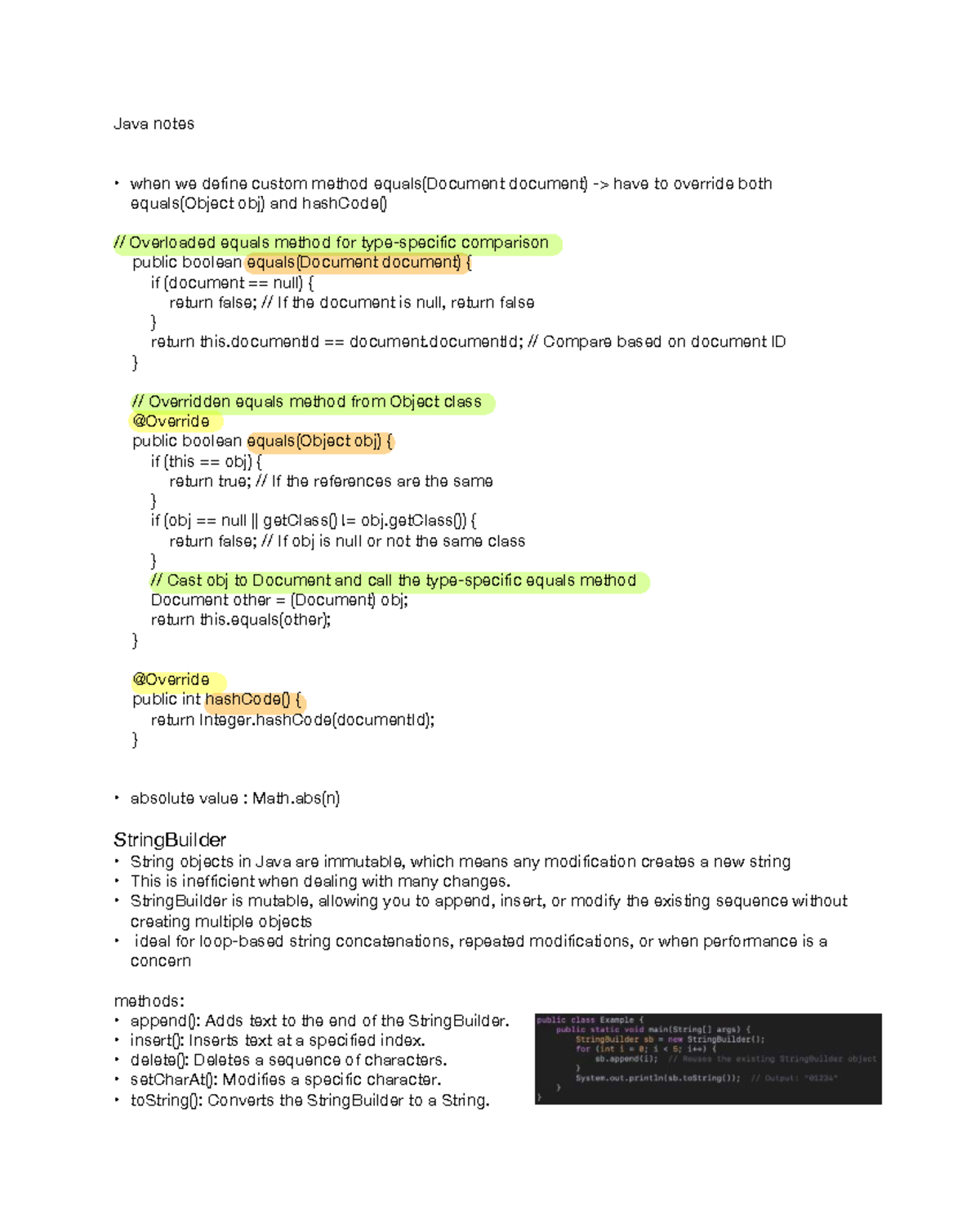 Java Custom Methods and Thread Management Notes (PGDP) - Studocu