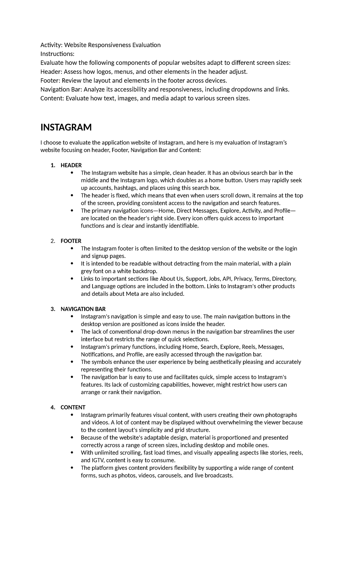Activity 2 web design - Activity: Website Responsiveness Evaluation ...
