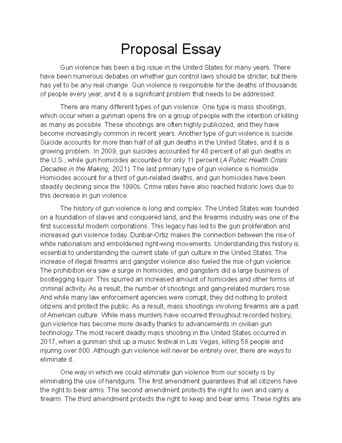 ENC 1102 Proposal Essay: Addressing Gun Violence in America - Studocu