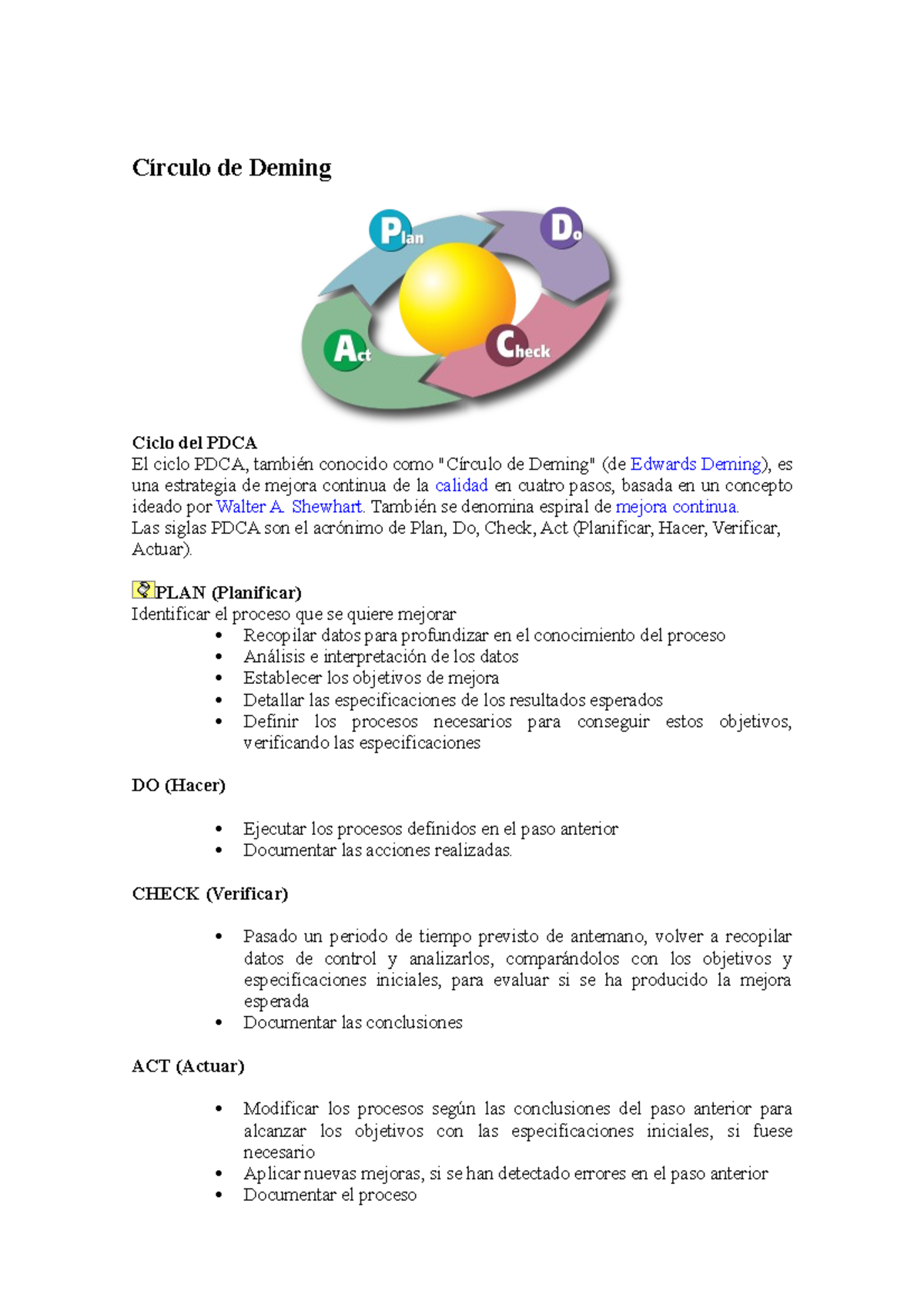 Ciclo PDCA y Estrategia Kaizen en Calidad - Mejora Continua - Studocu