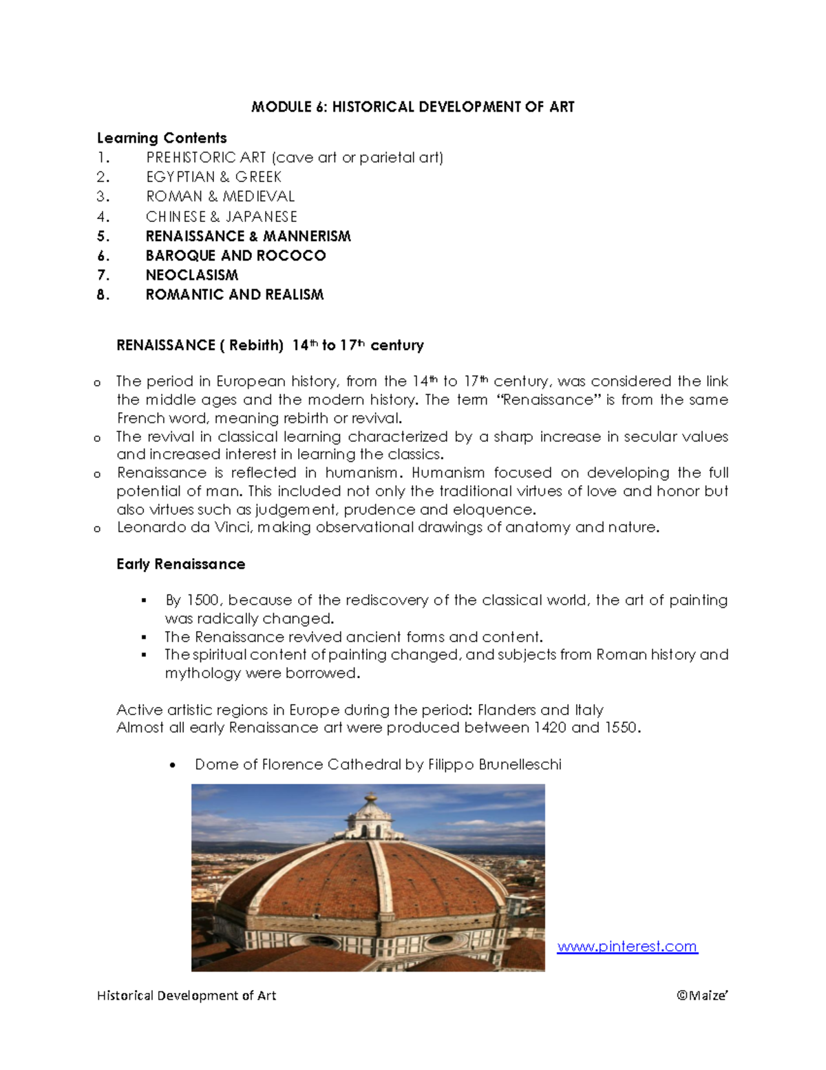 Module 6 Pt. 2 - MODULE 6: HISTORICAL DEVELOPMENT OF ART Learning ...