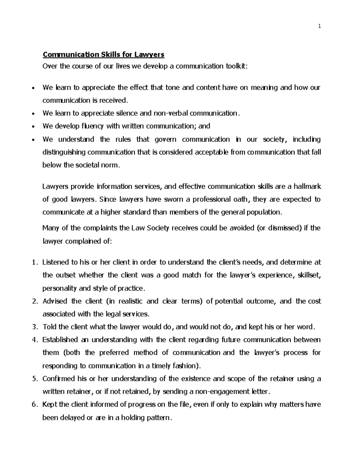 Comm S - Communication Skills for Lawyers: Essential Notes - Studocu