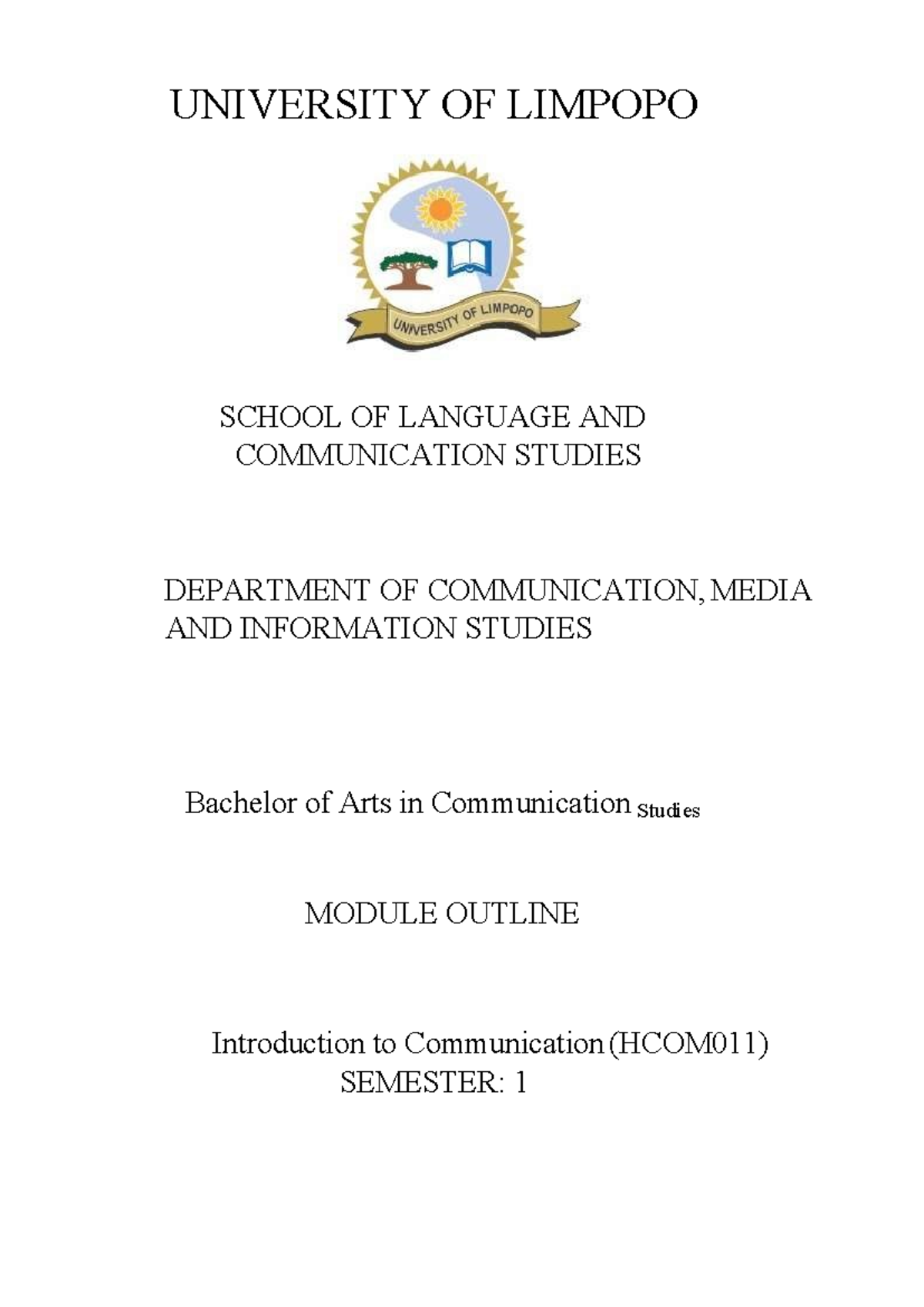 HCOM011 Introduction to Communication Module Outline - Studocu
