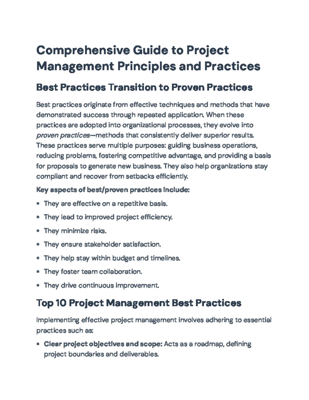 Comprehensive Guide to PM Principles & Best Practices (PM101) - Studocu