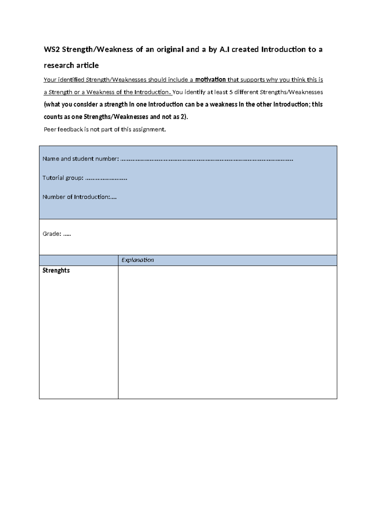 WS2 Strengths and Weaknesses Analysis of Research Introductions ...