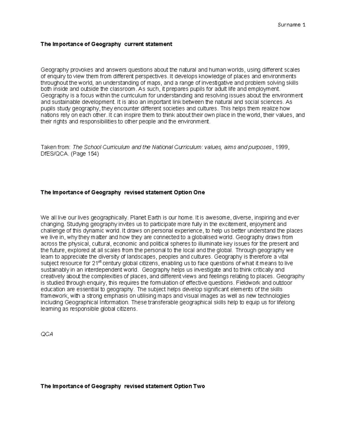 The Importance-WPS Office - Surname 1 The Importance of Geography ...