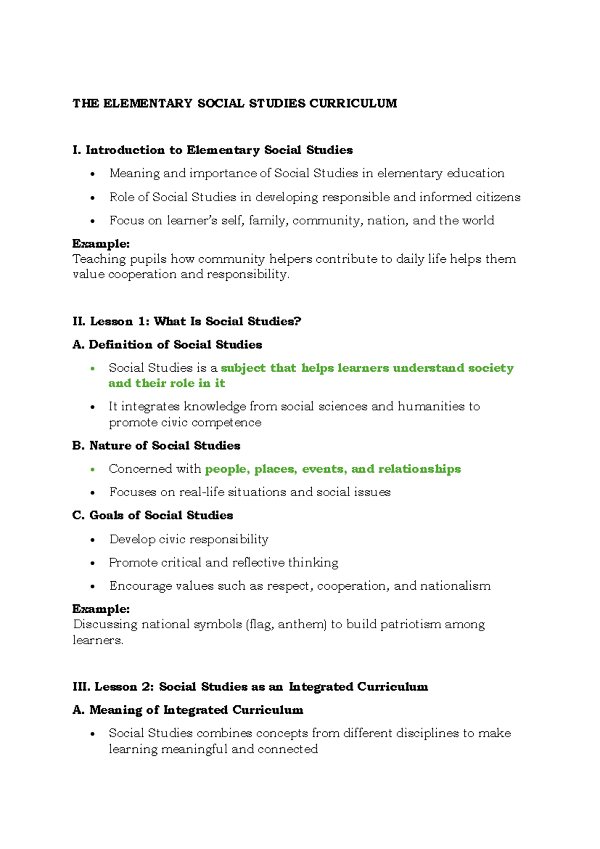 MCCSSC 2 Final Exam Review: Elementary Social Studies Curriculum ...