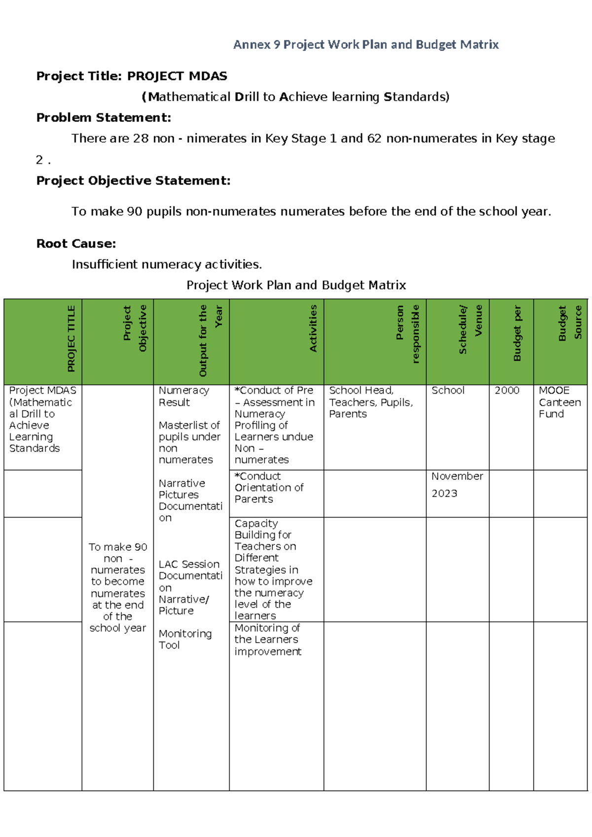 Project MDAS: Enhancing Numeracy Skills for Key Stage 1 & 2 - Studocu