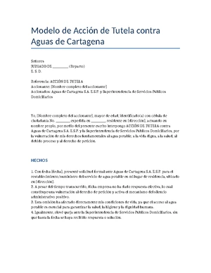 Modelo de Contestación a Acción de Tutela - JUZGADO (xx) - Studocu