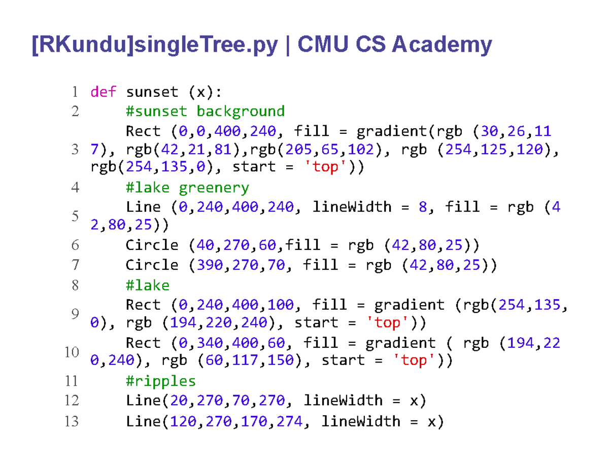 CMU CS Tree Project: Code for Tree Rendering in Python - Studocu