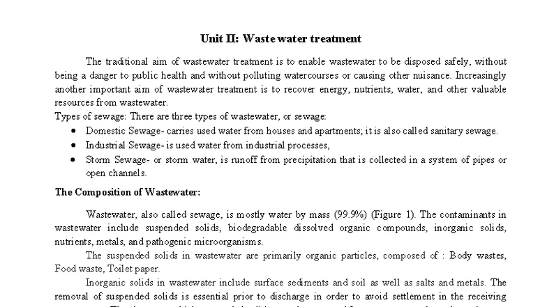 B. Sc. Sem IV Microbiology Paper II: Unit II - Wastewater Treatment ...