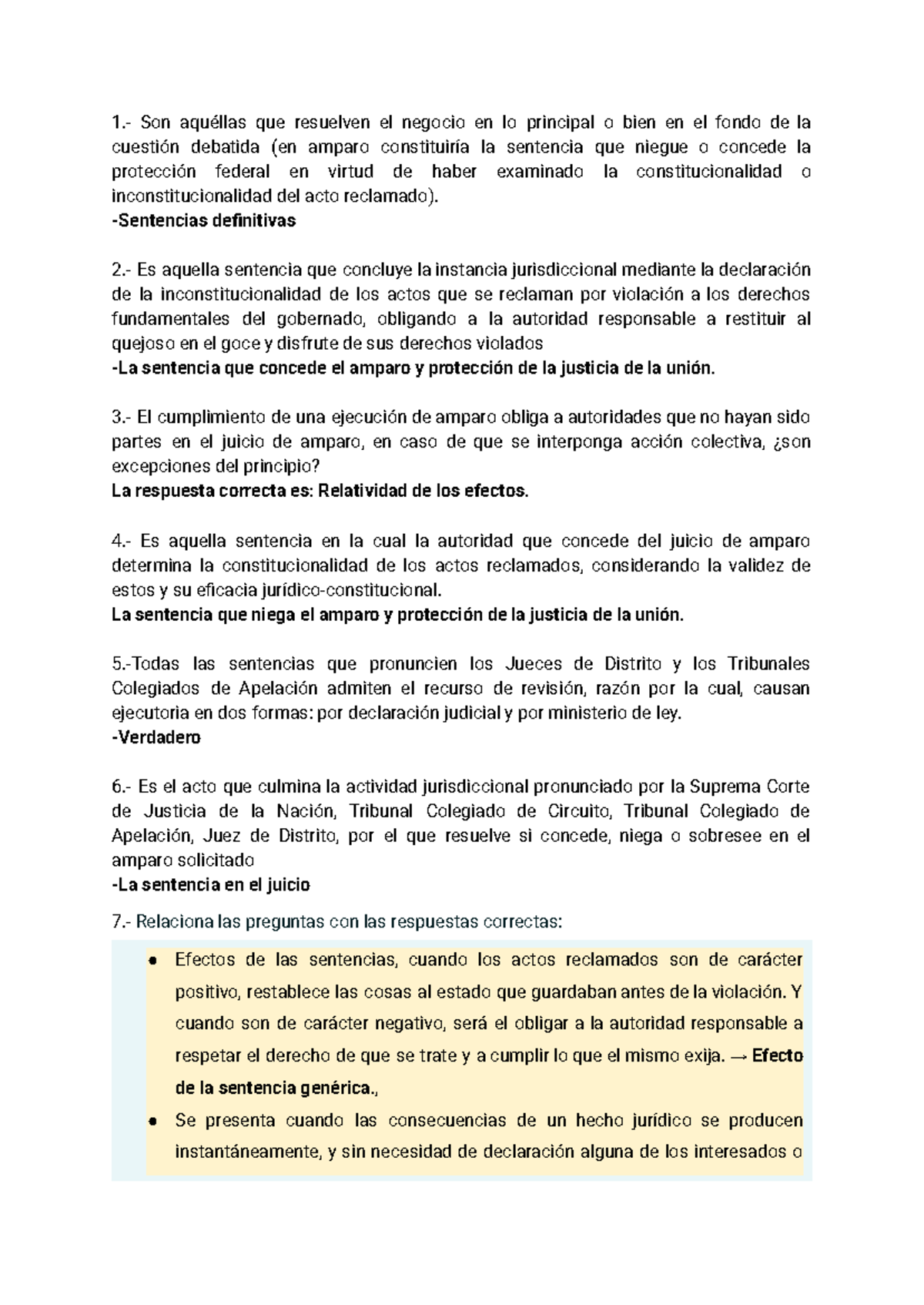 Guía de Amparo: Sentencias y Efectos en el Juicio de Amparo - Studocu